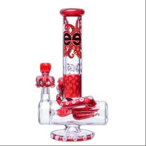 Cheech Inline Octopus Waterpipe W/ Ice Catcher Red