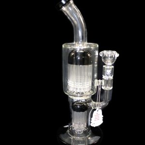 Pitbull Water Pipe 12inch Duel Tree Perk Bent Neck Jade,Bk,Shad