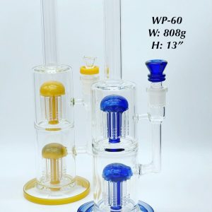 Water Pipe 13 Inch Double Tree Perc Long Neck Color Lip & Perc