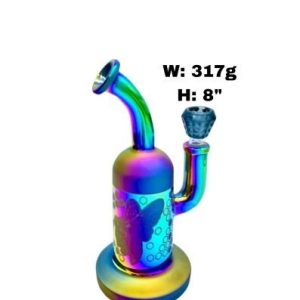 Bent Neck Iridescent Engraves Water Pipe
