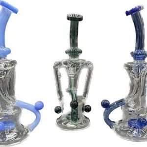Tornado Double Recycler W/ Colored Neck & Base Shower Head Perc