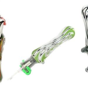 Swirl Colored Nectar Collector WIth Color Dot Stand Titanium Tip