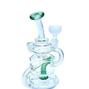6" Micro Recycler With Bottom Perc & Colored Lip