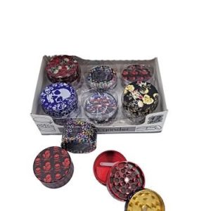 3 Part All Over Print 50mm With Skull And Roses Theme Grinder