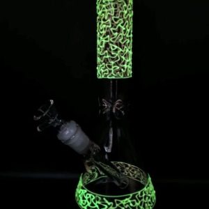 14in 7mm Beaker Glow In The Dark Tiny High Eyes in Swirls Theme