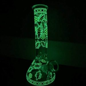 14in 7mm Beaker Hand Painted With Hugging Honeybee