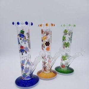 10in Double Marble One Mouth Piece Ice Pinch Glow In The Dark