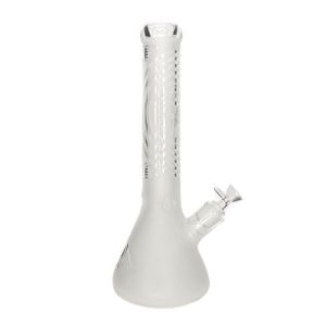 8in Frosted Beaker W/ Etched Design & See Through Logo Window