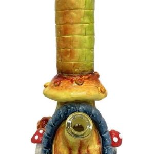 14in 7mm Hand Painted Beaker W/ Growing Mushrooms