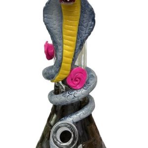 14in 7mm Hand Painted Beaker W/ Cobra Snake