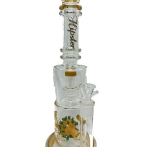 14in Curvy Double Vase Straight Tube W/ Virus Perc