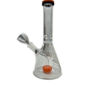 Small Spiderweb Beaker With Orange Colored Lip