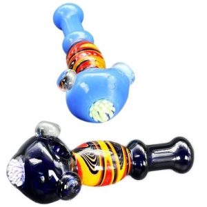 8.5in Long Wigwag Art With Milky Glass Monster pipe