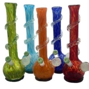 14in Soft Glass Beaker W/ Swirl & Glass Knob