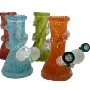 6in Soft Glass Beaker W/ Glass Swirl & Glass Knob