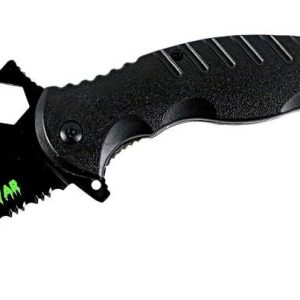 7.5" Zomb War Spring Assisted Tanto Bladed Knife Black Handle de