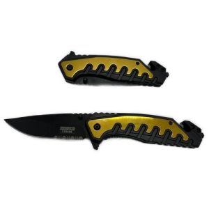 4.5" Closed S/A Knife W/ Black & Yellow Titanium Handle Knife