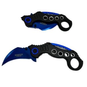 5.5" Karambit Black Handle Blue Blade Knife