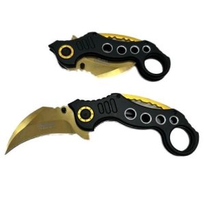 5.5" Karambit Black Handle Gold Blade Knife