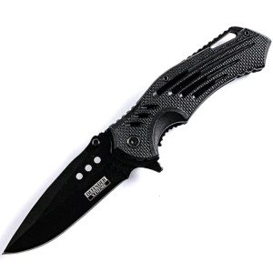 Defender Xtreme Black 8.75" Spring Assisted Tactical Folding Kni