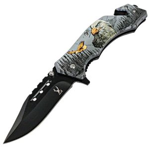 TheBoneEdge 8" Eagle Wildlife Folding Knife Spring Assisted Stai