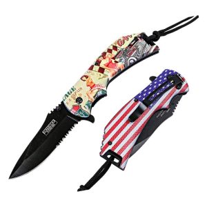 Defender-Xtreme American Vintage 8.5" Spring Assisted Folding Kn