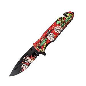 8.5" Hands Design Red Handle Spring Assisted Folding Knife W/ Be