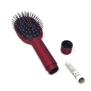 Flat Handle Red Hair Brush Safe Can