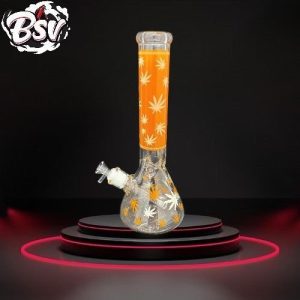 Beaker Bottom Waterpipe Thick Glass Flower Plant Decal