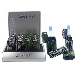 Evertech Triple Torch Lighter With Cigar Punch Assorted Camo