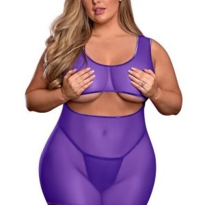 Exposed Lingerie Underboob Dress & Crotchless G Purple Queen