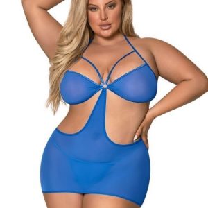 Exposed Lingerie Cut Out Dress & G-Set Cobalt Queen