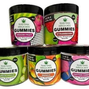 Sticky Green D8 18ct 1800mg Gummies Strawberry