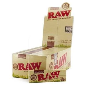 Raw Organic Hemp Single Wide Paper 25 Packs Per Box