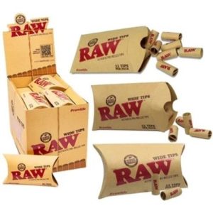 Raw Pre Rolled Wide Tips Thick 20ct Display