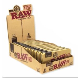 Raw Slow Burning Papers 1 1/4 8ct 12 Tin Display