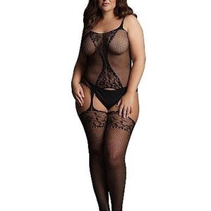 Shots Fishnet And Lace Suspender Bodystocking Queen - Black