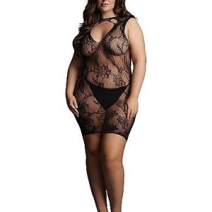 Shots Lingerie High Neck Lace Mini Dress Queen - Black