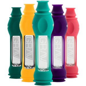 Grav 6in Glass Chillum Octo-Taster w/Silicon Skin Black