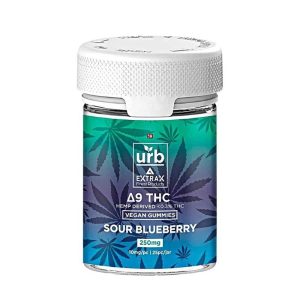 URB D9 Effex Vegan Gummies Jar 250MG 10mg Gummy Sour Blueberry