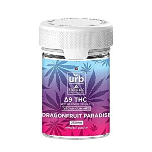 URB D9 Effex Vegan Gummies Jar 250MG 10mg Per Gummy Dragon Fruit