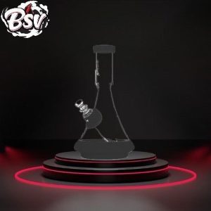 Grav Deco Beaker Water Pipe W/Silicone Accents Black