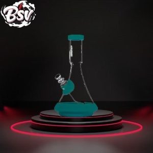 Grav Deco Beaker Water Pipe W/Silicone Accents Dark Teal