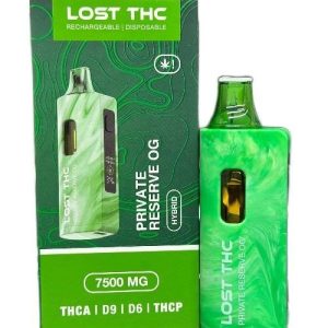 Lost THC 7500mg THC-A D9 D6 THCP Disposable Private Reserve OG