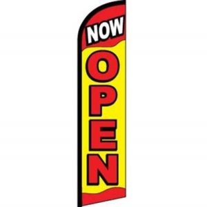 Now Open (Red & Yellow) Windless Super Flag