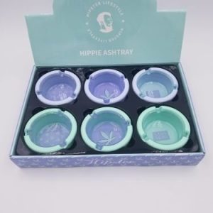 Hipster Six Piece Glass Ashtray With Silicone Full Exotic Colors